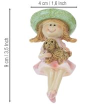 tételeket Polcra ülő Mosolygós lány kutyával Ø4.5cm M9.5cm