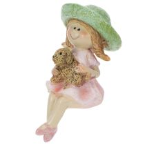 tételeket Polcra ülő Mosolygós lány kutyával Ø4.5cm M9.5cm