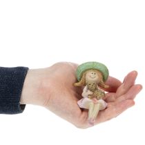 tételeket Polcra ülő Mosolygós lány kutyával Ø4.5cm M9.5cm