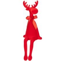 tételeket Dekoratív jávorszarvas figura masnival, ülő, pelyhesített polcon ülő, 54cm