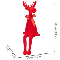 tételeket Dekoratív jávorszarvas figura masnival, ülő, pelyhesített polcon ülő, 54cm