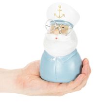 tételeket Kapitány figura, tengerészeti dekoráció szemüveggel és kalappal, 16cm