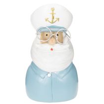 tételeket Kapitány figura, tengerészeti dekoráció szemüveggel és kalappal, 16cm