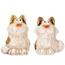 tételeket Kerámia Macska Dekoratív Figurák, Vicces Állatos Figurák Nappali Dekorációba, 8cm, 4 Darab