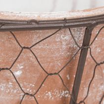 tételeket Kerámia virágcserép kosár fogantyú fém barna Ø18cm