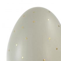 tételeket Kerámia húsvéti tojás dekoráció szürke arany pöttyök Ø8cm H11cm 2db