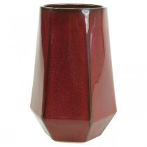 Kerámia váza Virágváza Piros Hatszögletű Ø14,5cm H21,5cm