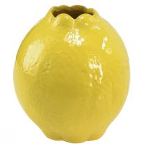 Kerámia váza sárga citrom díszítéssel mediterrán Ø12cm H14,5cm