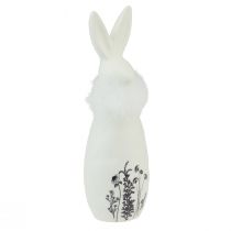 tételeket Kerámia nyuszi fehér nyúl dekoratív toll virágok Ø6cm H20,5cm