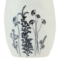 tételeket Kerámia nyuszi fehér nyúl dekoratív toll virágok Ø6cm H20,5cm