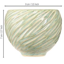 tételeket Kerámia tálak zöld spirál kivitelben Ø9cm H7cm 4db