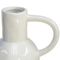 tételeket Fehér kerámia váza száraz dekorációhoz, váza füllel, Ø9cm, M21cm