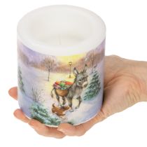 tételeket Oszlopgyertya téli tájkép szamár és kutya motívummal 10cm