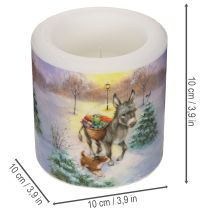 tételeket Oszlopgyertya téli tájkép szamár és kutya motívummal 10cm
