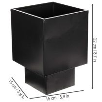 tételeket Fekete kocka alakú virágcserép talppal, modern, 22 cm