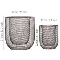 tételeket Fekete fém drótkosár gyertyatartó, Ø28,5/18cm, 2 db-os szett