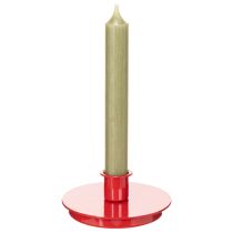 tételeket Kompakt piros fém gyertyatartók 10 cm-es kúpos gyertyákhoz, 2 darab