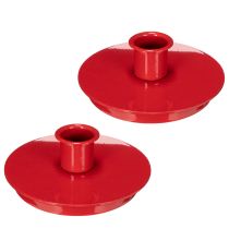 tételeket Kompakt piros fém gyertyatartók 10 cm-es kúpos gyertyákhoz, 2 darab