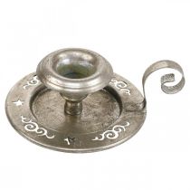 Gyertyatartó fém gyertyalap fogantyúval ezüst Ø12cm