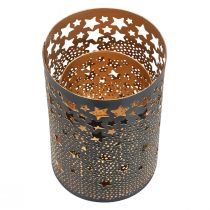 tételeket Gyertyatartó fém csillagok fekete/arany H10/15cm 2 db-os készlet