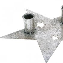 tételeket Gyertya díszítő csillag, fém díszítés, gyertyatartó 2 kúpos gyertyához ezüst, antik megjelenés 23cm × 22cm