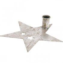 Fém díszítő csillag, kúpos gyertyatartó karácsonyi ezüsthöz, antik megjelenés 20cm × 19,5cm