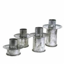 tételeket Grafikus gyertyatartó készlet ezüst antik Ø9,5-10,5cm H7-14cm 4db