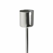 tételeket Fém gyertyatartó készlet kúpos gyertyákhoz ezüst Ø2,2cm H28cm 2db