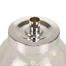 tételeket Gyertyatartó üveg fém gyertyatartó ezüst Ø10,5cm 4 db