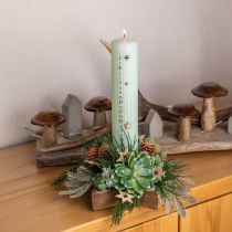 Gyertyatartó, asztali dekoráció karácsonyi, gyertyatartó csillag H7cm Ø20cm/6,5cm