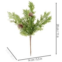 tételeket Műfenyőág tobozokkal, hófödte, 28 cm, 6 darab