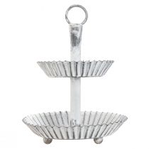 tételeket Shabby Chic fém fehér kétszintes tálalóállvány, 16,5 cm
