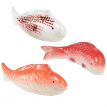 tételeket Koi dekoratív hal kerámia piros fehér úszó 15cm 3db