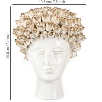 tételeket Fejváza Kerámia váza rózsákkal Fehér Barna Ø19cm H2,5cm