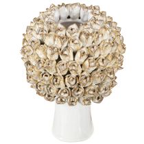 tételeket Fejváza Kerámia váza rózsákkal Fehér Barna Ø19cm H2,5cm