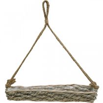tételeket Függőkosár, virágtartó, fonott kaspó, natúr színek, fehérre meszelt, H43.5cm