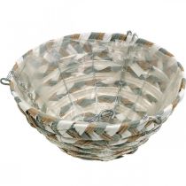 tételeket Növénykosár függeszthető, virágkosár fonott fehér, szürke, natúr H16cm Ø30cm