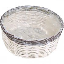 tételeket Dekoratív kerek kosár, fehér és barna, Ø29cm, fonott virágtartó, ajándék, esküvői dekoráció