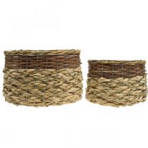 tételeket Fonott kosár természetes fonott növénytál natúr L30/22cm H20/17cm 2 db-os készlet