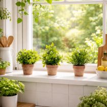 tételeket Műnövény virágcserépben, realisztikus textúrával, beltéri használatra és dekorációhoz, 18 cm, 3 darab