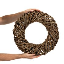 tételeket Díszes koszorú természetes ágakból, rattan koszorú, kerek, nagy, 45cm