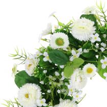 Virágkoszorú deco fehér Bellis ajtókoszorú selyem virágok Ø30cm