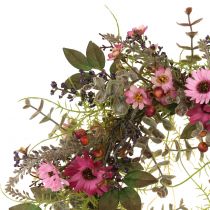 Virágkoszorú százszorszépekkel és bogyókkal, öregrózsa Ø30cm