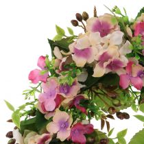 Virágkoszorú hortenziával és bogyókkal rózsaszín Ø30cm