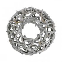 tételeket Dekoratív koszorú, dugóhúzós fűzfa, szürke lime, Ø40cm - Natúr fa dekoráció, fali koszorú, asztaldísz