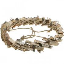 tételeket Fából készült koszorú akasztásra nyírfából, Ø35cm-es horoggal - Természetes tavaszi dekoráció, makramé, virágok és gyógynövények számára