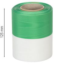 tételeket Moiré koszorú szalag 125 mm x 25 m zöld és fehér színben, taft szőtt szalag, nemzeti szalag, díszszalag