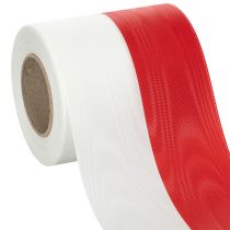tételeket Moiré fehér-piros koszorú szalagok 100 mm