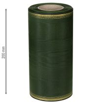 tételeket Moiré koszorú szalag 200mm sötétzöld gyöngy szegéllyel és taft szövéssel - díszszalag ünnepségekre és temetési virágkötészetre, 25m