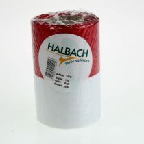 tételeket Moiré koszorú szalag, gyászszalag fehér-piros, díszszalag 150mm, emlékszalag gyászfleur, acetát taft 25m